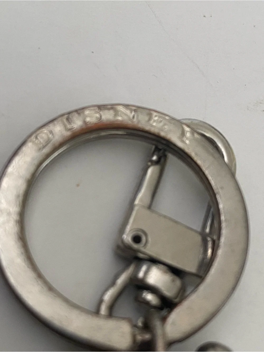 Vintage Disney Minnie Mouse Posing Charm Silver Pewter Metal Keychain Key Fob